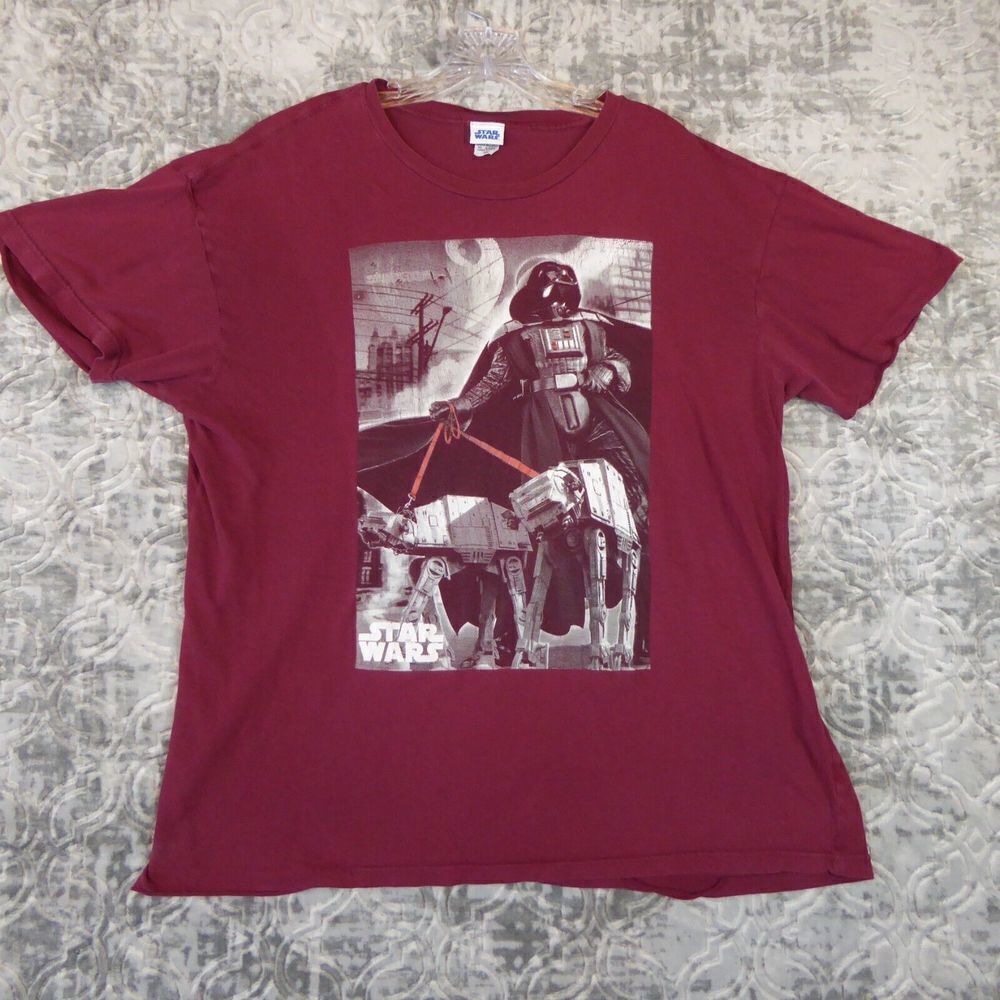 Vintage Star Wars Shirt Men's Extra Large XL Red Darth Vader AT-AT Made In U.S.A